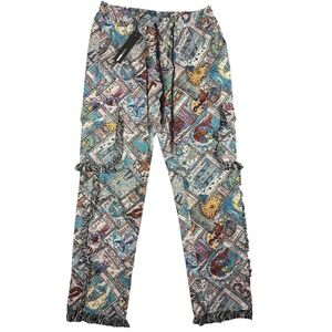 NovaMen Tarots Tapestry Cargo Pants Multi Color Straight Leg Fringe Size L NEW